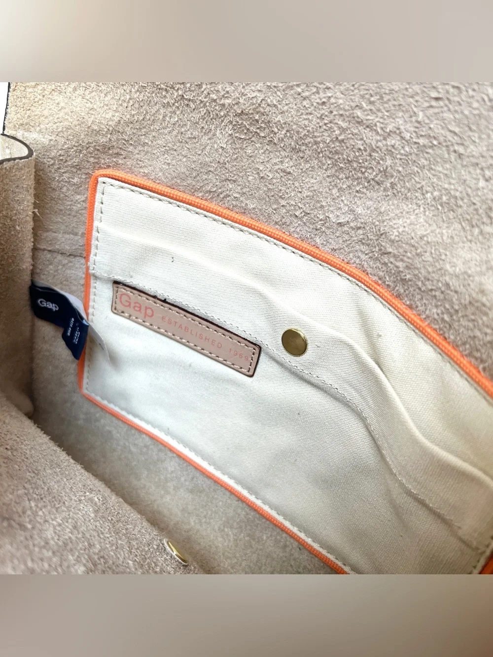 GAP 🤎 Leather Genuine Suede Tan Clutch Fold over Purse